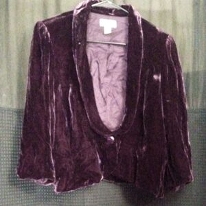 Velvet short dress blazer/suit jacket,Purple,Size 14,Ann Taylor Loft. Beautiful